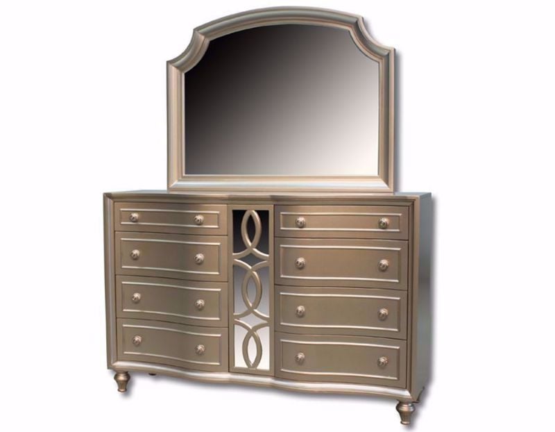 Champagne Dresser with Mirror, Silver, Angle | Home Furniture Plus Mattress