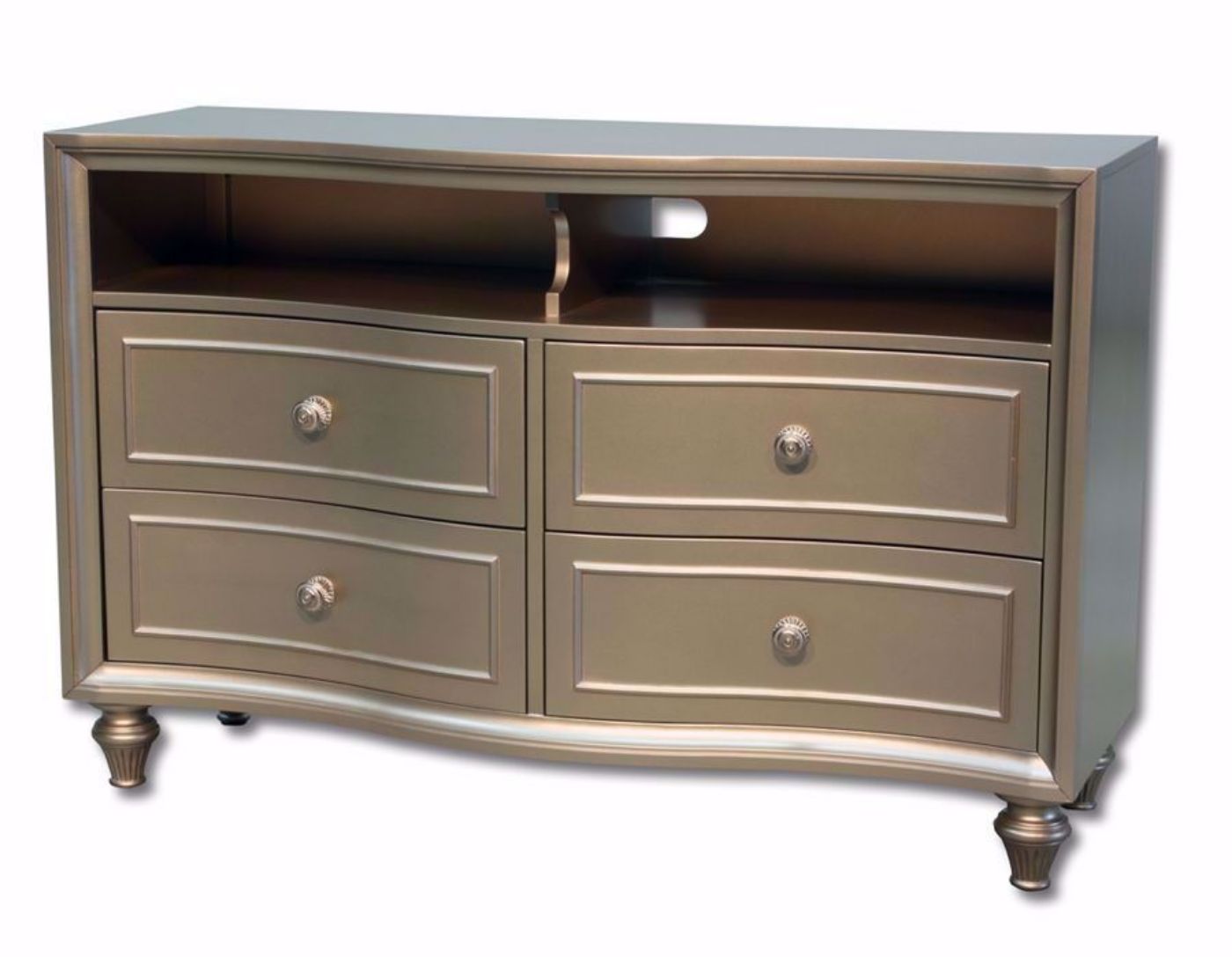 Champagne TV or Media Chest, Silver, Angle | Home Furniture Plus Mattress