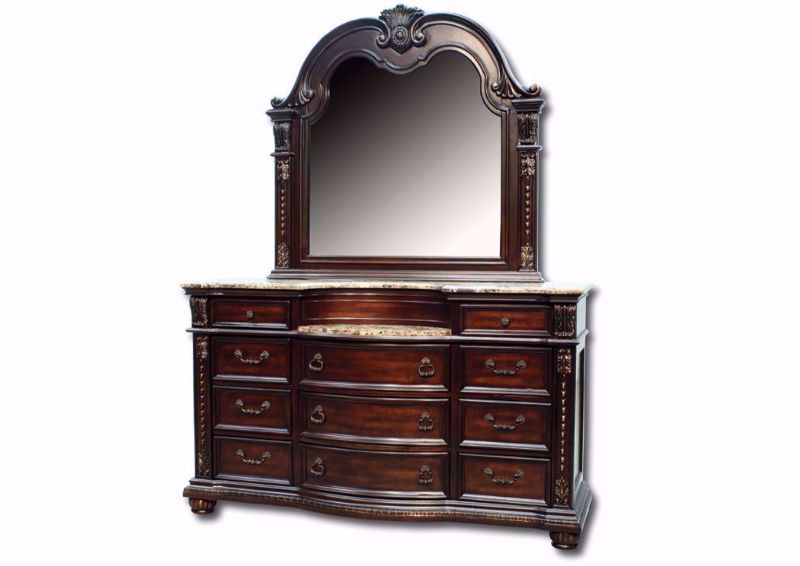 Dark Brown Stanley Dresser with Mirror at an Angle | Home Furniture Plus Mattress