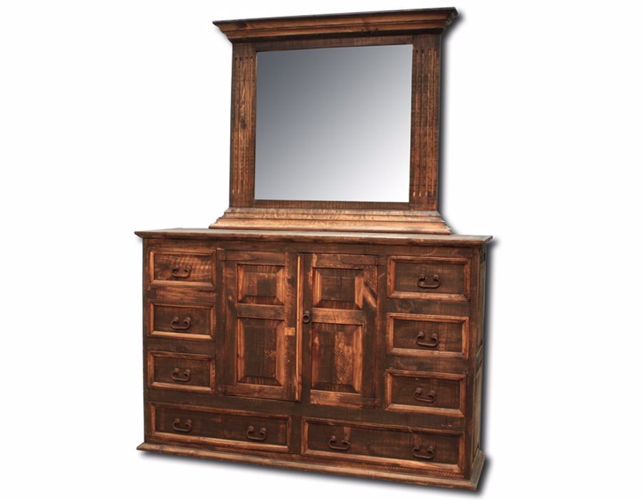 Vintage Rustic Dresser with Mirror - Dark | Home Furniture