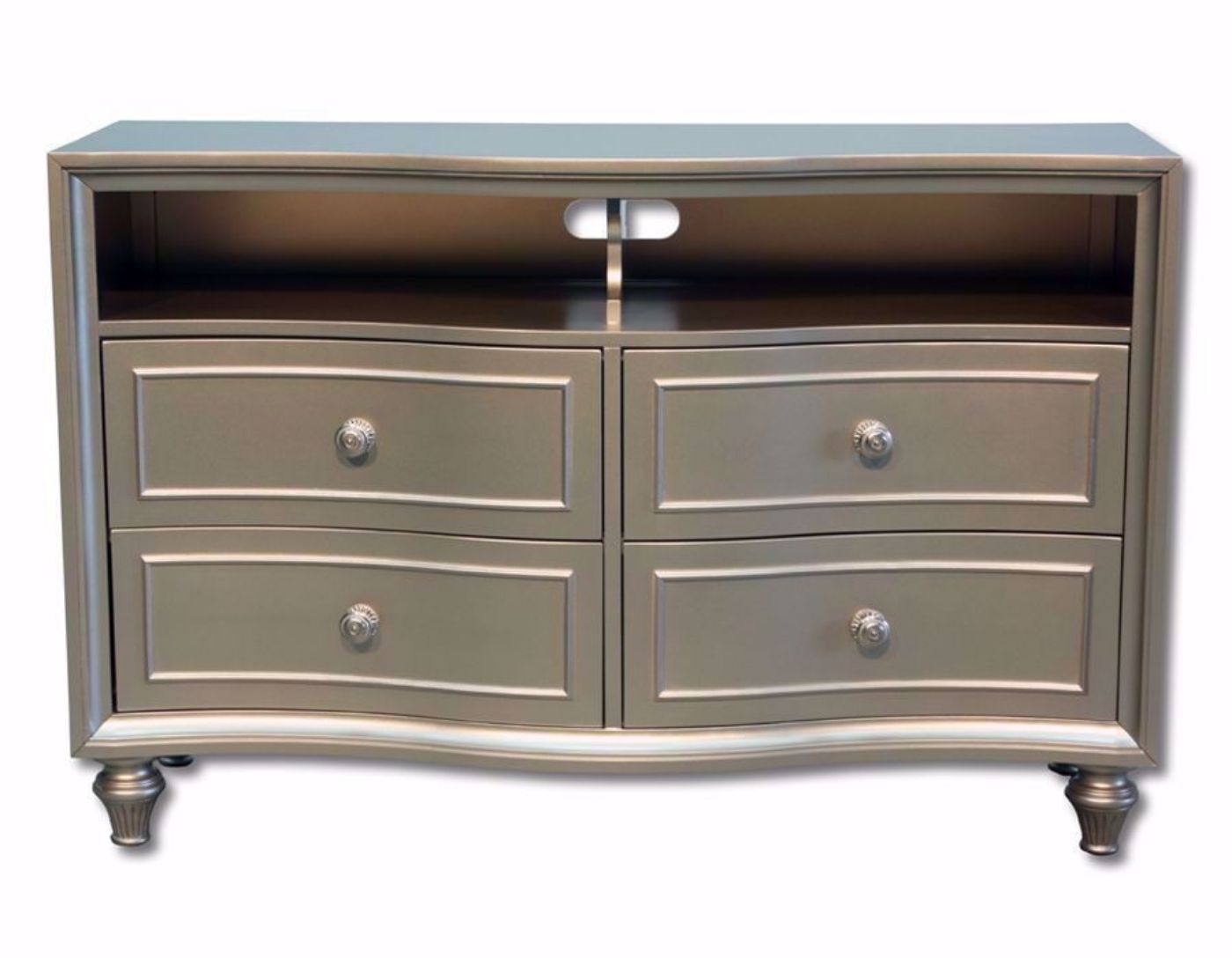 Champagne TV or Media Chest, Silver, Front Facing | Home Furniture Plus Mattress
