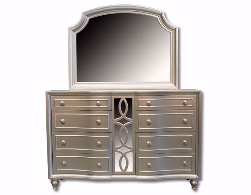 Champagne Dresser with Mirror, Silver, Front Facing | Home Furniture Plus Mattress