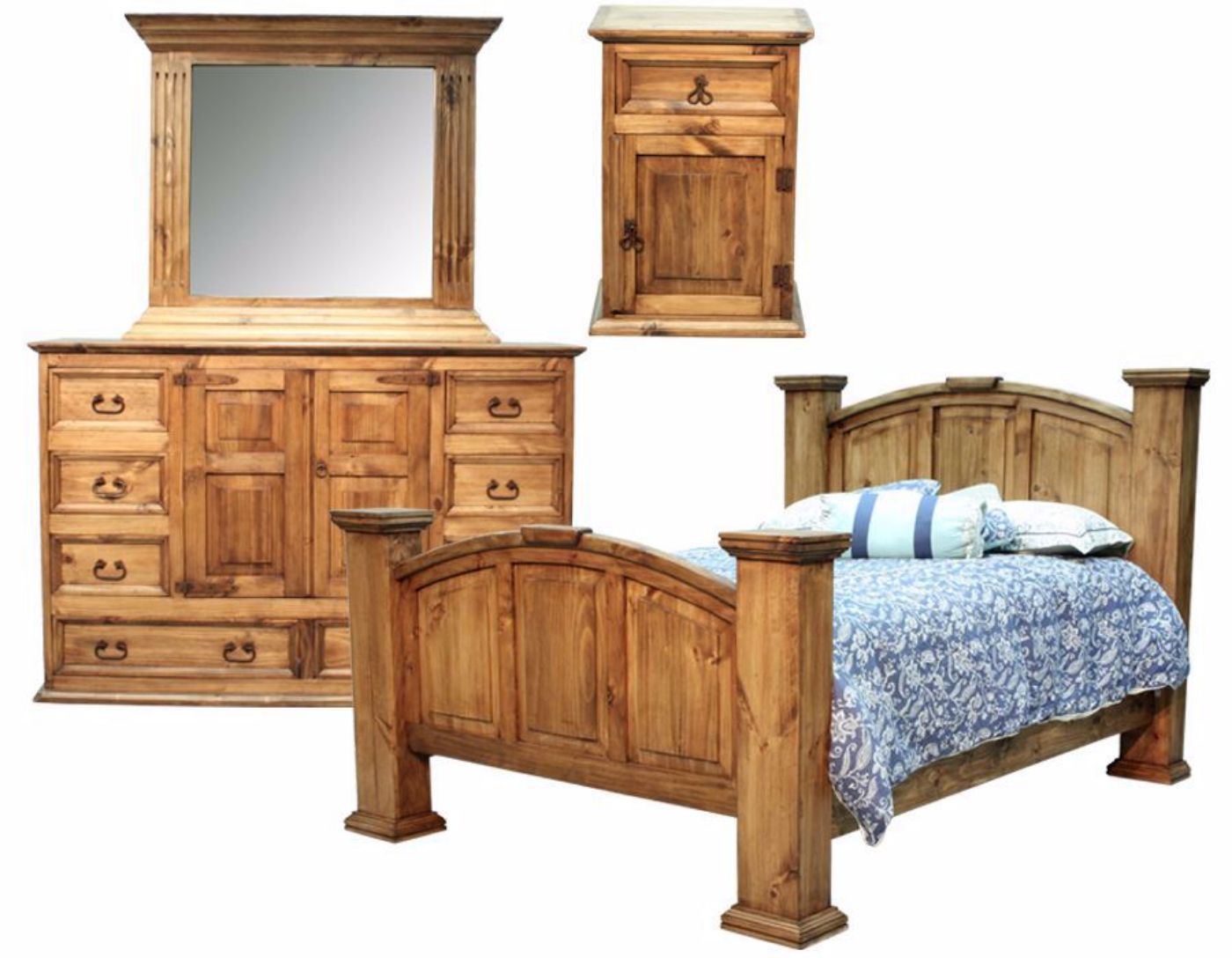 Picture of Vintage Rustic Bedroom Set - Light Brown