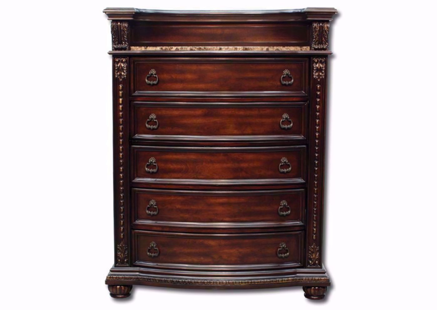 Rich Dark Brown Stanley Chest of Drawers Facing Front | Home Furniture Plus Mattress