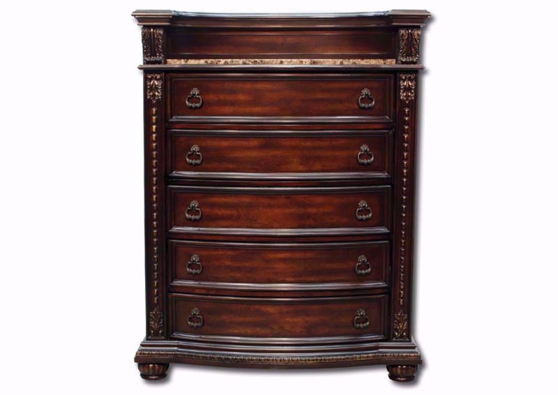 Rich Dark Brown Stanley Chest of Drawers Facing Front | Home Furniture Plus Mattress
