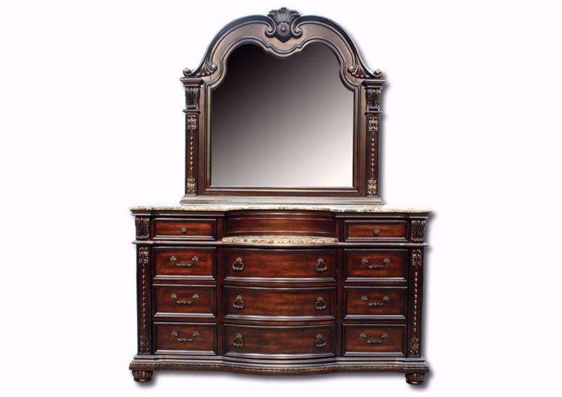 Dark Brown Stanley Dresser with Mirror Facing Front | Home Furniture Plus Mattress