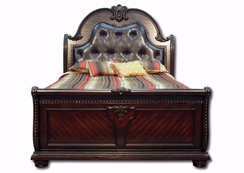 Warm Brown Stanley Queen Bed With an Upholstered Headboard Facing Front | Home Furniture Plus Mattress