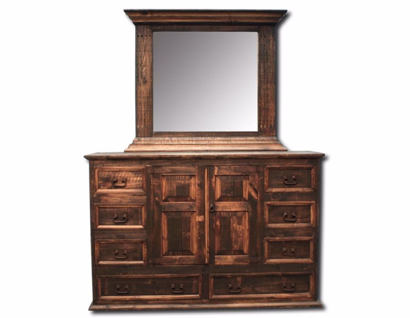 Vintage Rustic Dresser with Mirror - Dark | Home Furniture