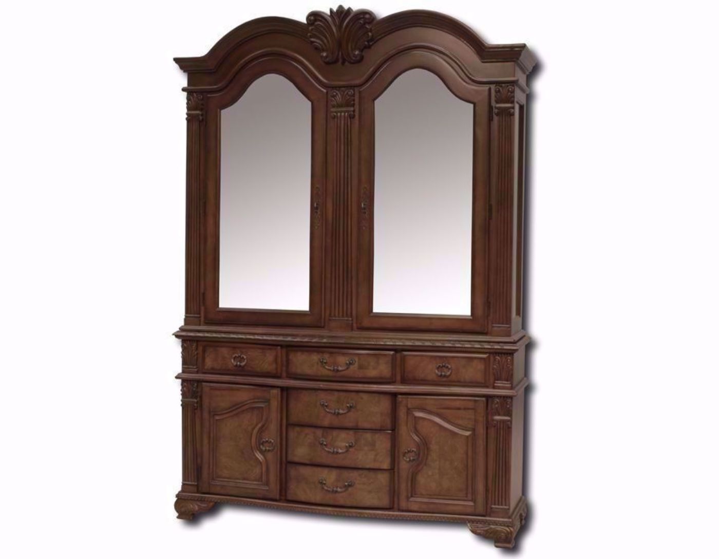 Brown Renaissance China Cabinet at an Angle | Home Furniture Plus Mattress