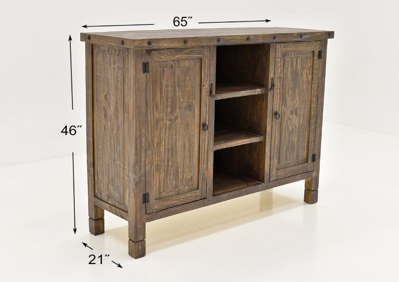 Dimension Details of the Mason Buffet Cabinet in Barnwood by Vintage Furniture | Home Furniture Plus Bedding