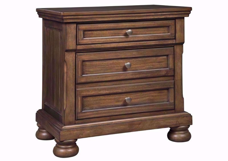 Tobacco Brown Flynnter Nightstand by Ashley Furniture  at an Angle | Home Furniture Plus Bedding