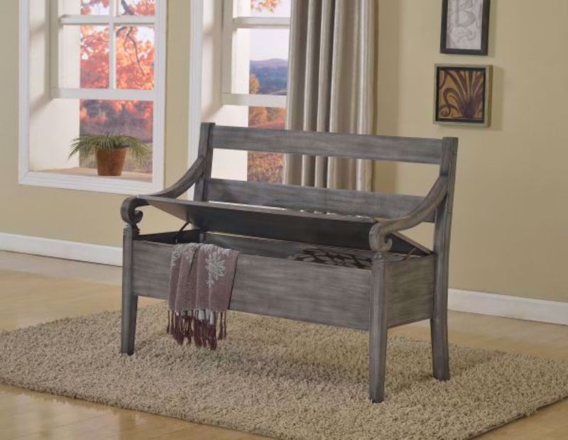 Kennedy Storage Bench, Gray, Room View  | Home Furniture Plus Bedding