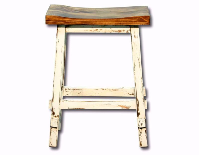 Distressed White Harland 24 Inch Bar Stool Facing Front | Home Furniture Plus Mattress