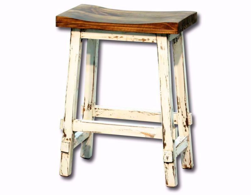 Distressed White Harland 24 Inch Bar Stool at an Angle | Home Furniture Plus Mattress
