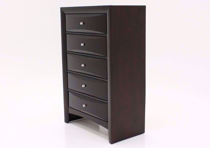 Dark Cherry Brown Emily Chest of Drawers at an Angle | Home Furniture Plus Mattress