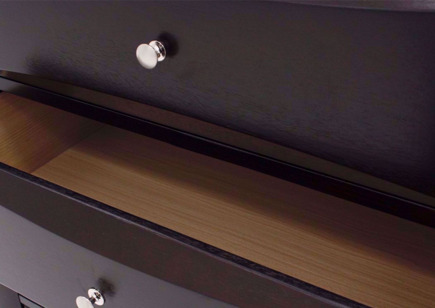 Dark Cherry Brown Emily Chest of Drawers Showing the Drawer Interior | Home Furniture Plus Mattress