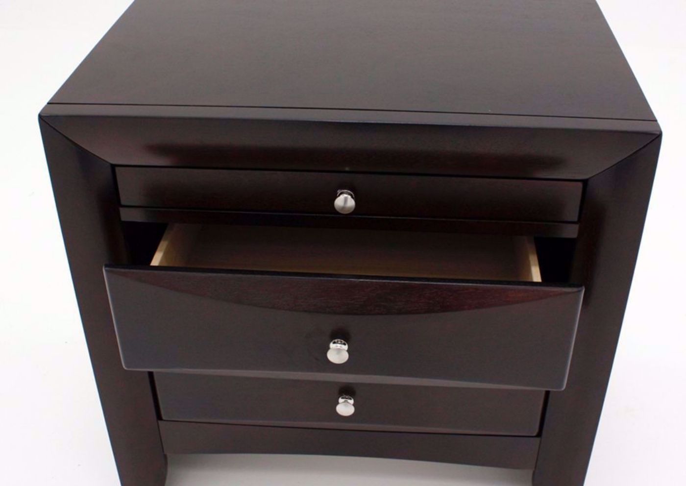 Emily Nightstand, Brown, Top Drawer Open Detail | Home Furniture Plus Mattress