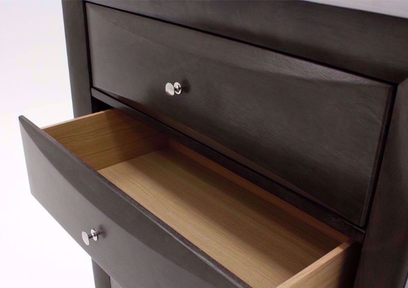 Dark Gray Emily Chest of Drawers Showing the Drawer Interior | Home Furniture Plus Mattress