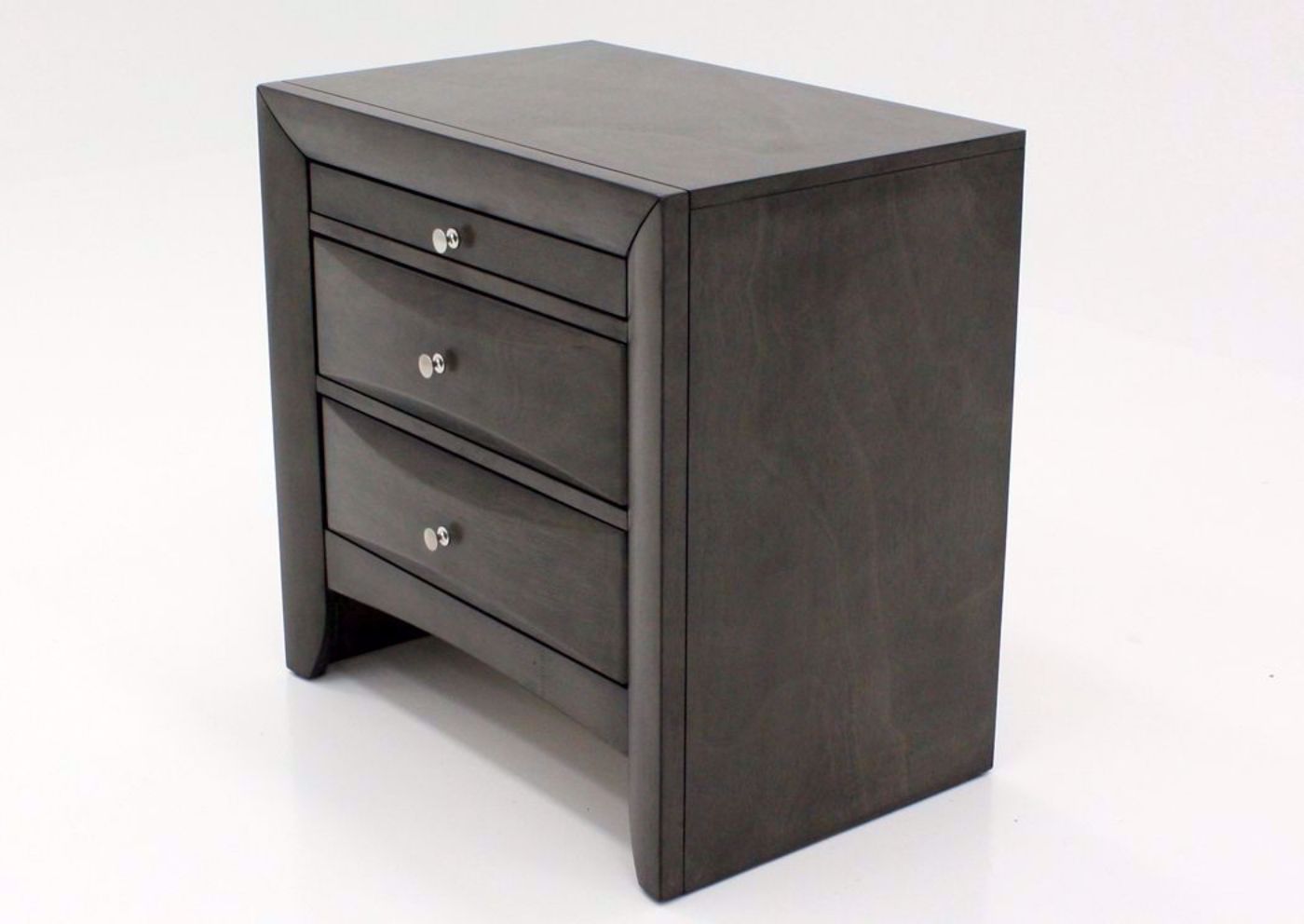 Emily Nightstand, Gray, Angle | Home Furniture Plus Mattress