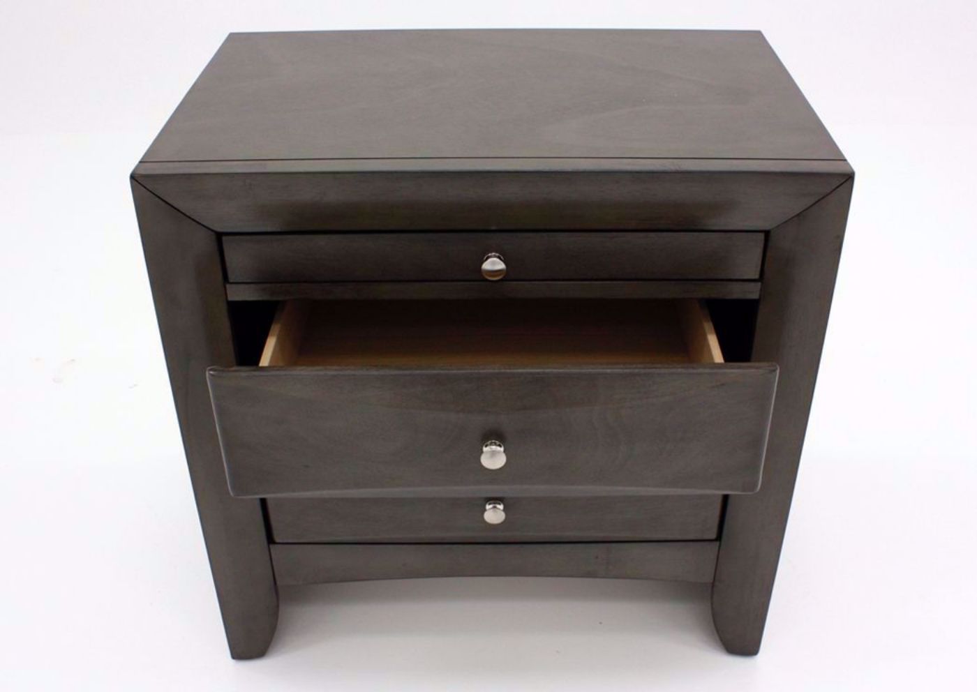Emily Nightstand, Gray, Top Drawer Open | Home Furniture Plus Mattress