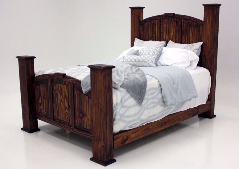 Amarillo King Bed with a Natural Brown Finish at an Angle | Home Furniture Plus Mattress