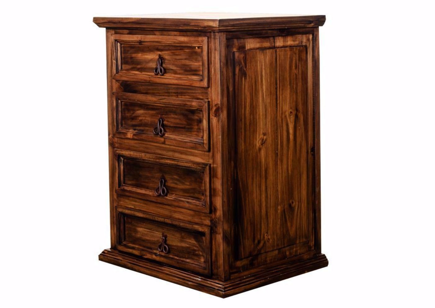 Amarillo 4 Drawer Nightstand, Brown, Angle | Home Furniture Plus Mattress
