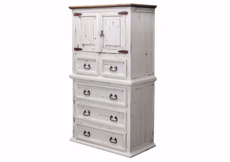 Chateau Door Chest of Drawers, White, Angle | Home Furniture Plus Bedding