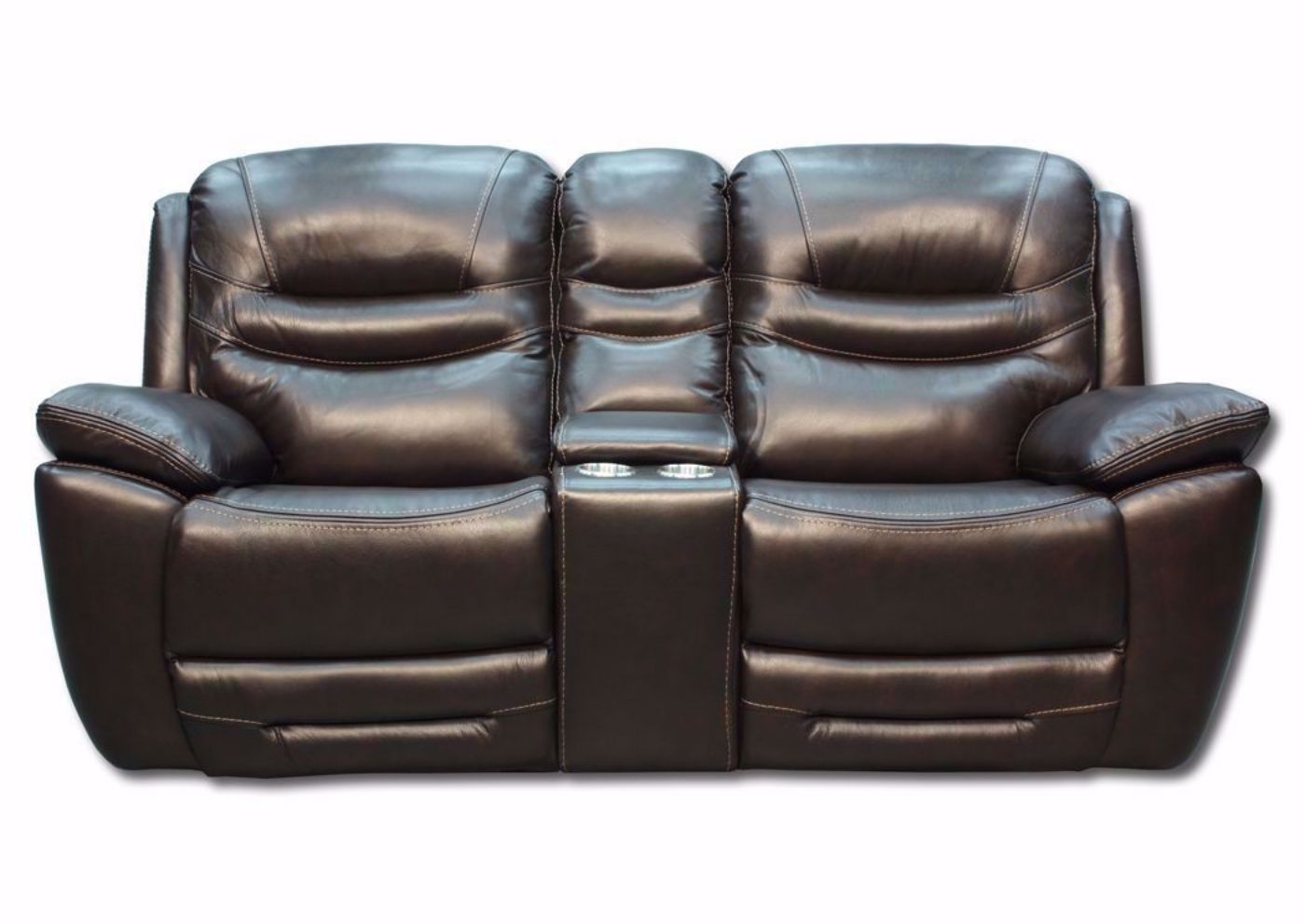 Dallas POWER Reclining Loveseat with Dark Brown  Leather Upholstery | Home Furniture Plus Bedding