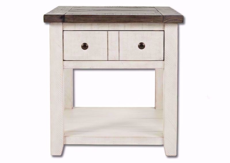 White Two-Tone Madison County End Table Facing Front | Home Furniture Plus Bedding