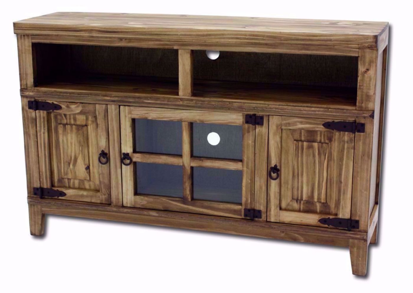 Distressed Brown Santino TV Stand at an Angle | Home Furniture Plus Mattress
