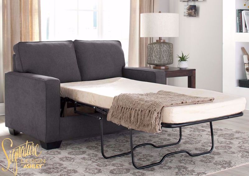 Gray Zeb Sleeper Sofa with Open Twin Size Sofa Bed by Ashley Furniture | Home Furniture Plus Bedding