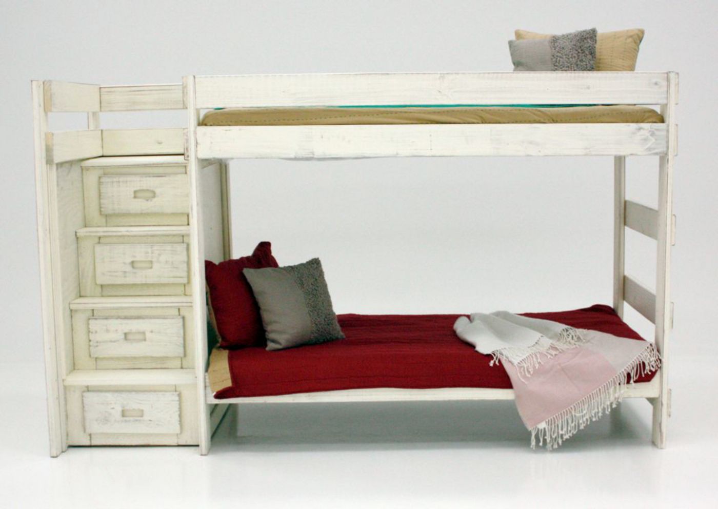 Picture of Duncan Twin over Twin Staircase Bunk Bed - White