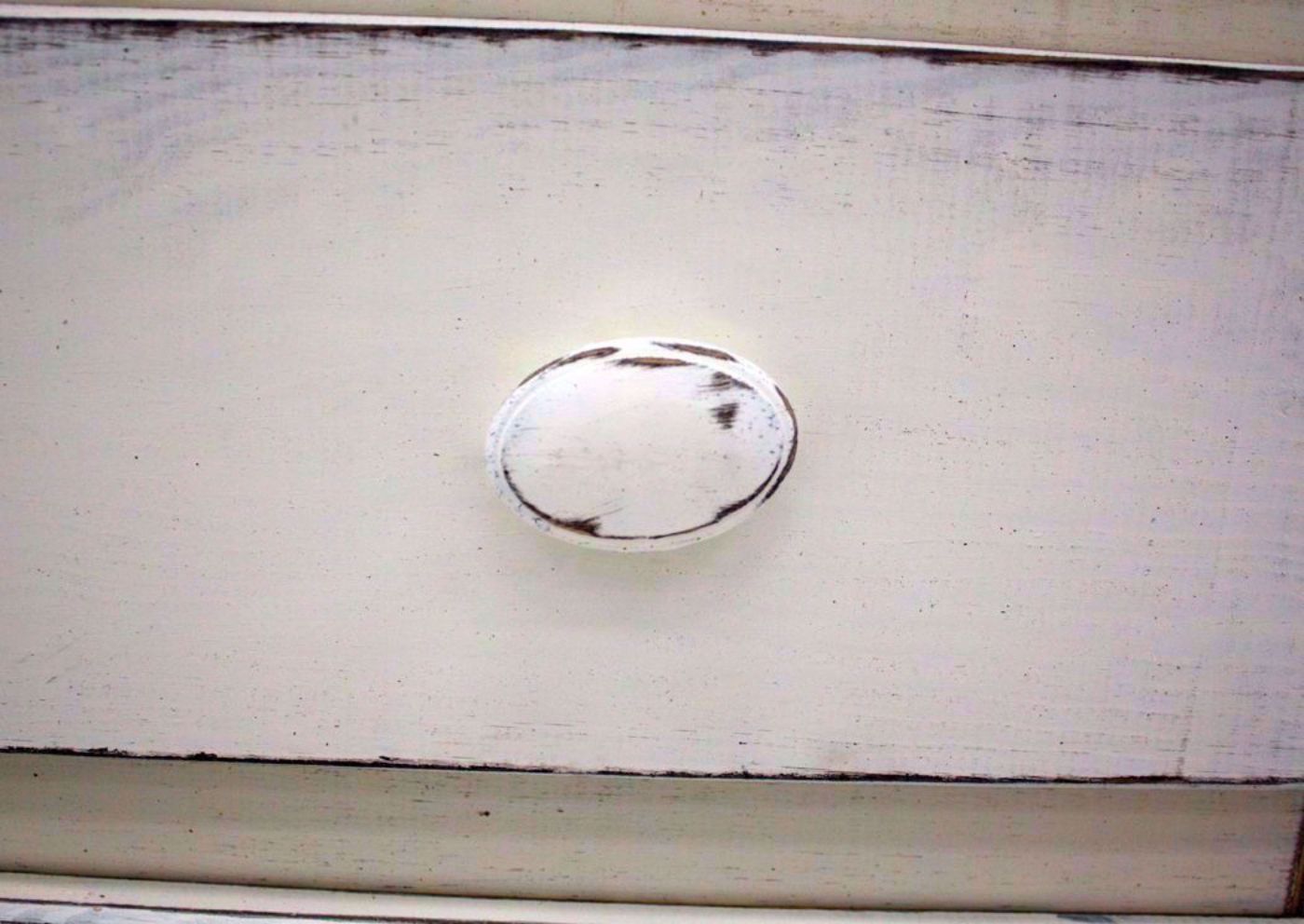 Distressed White Duncan Dresser with Mirror Showing the Wood Drawer Knob | Home Furniture Plus Mattress