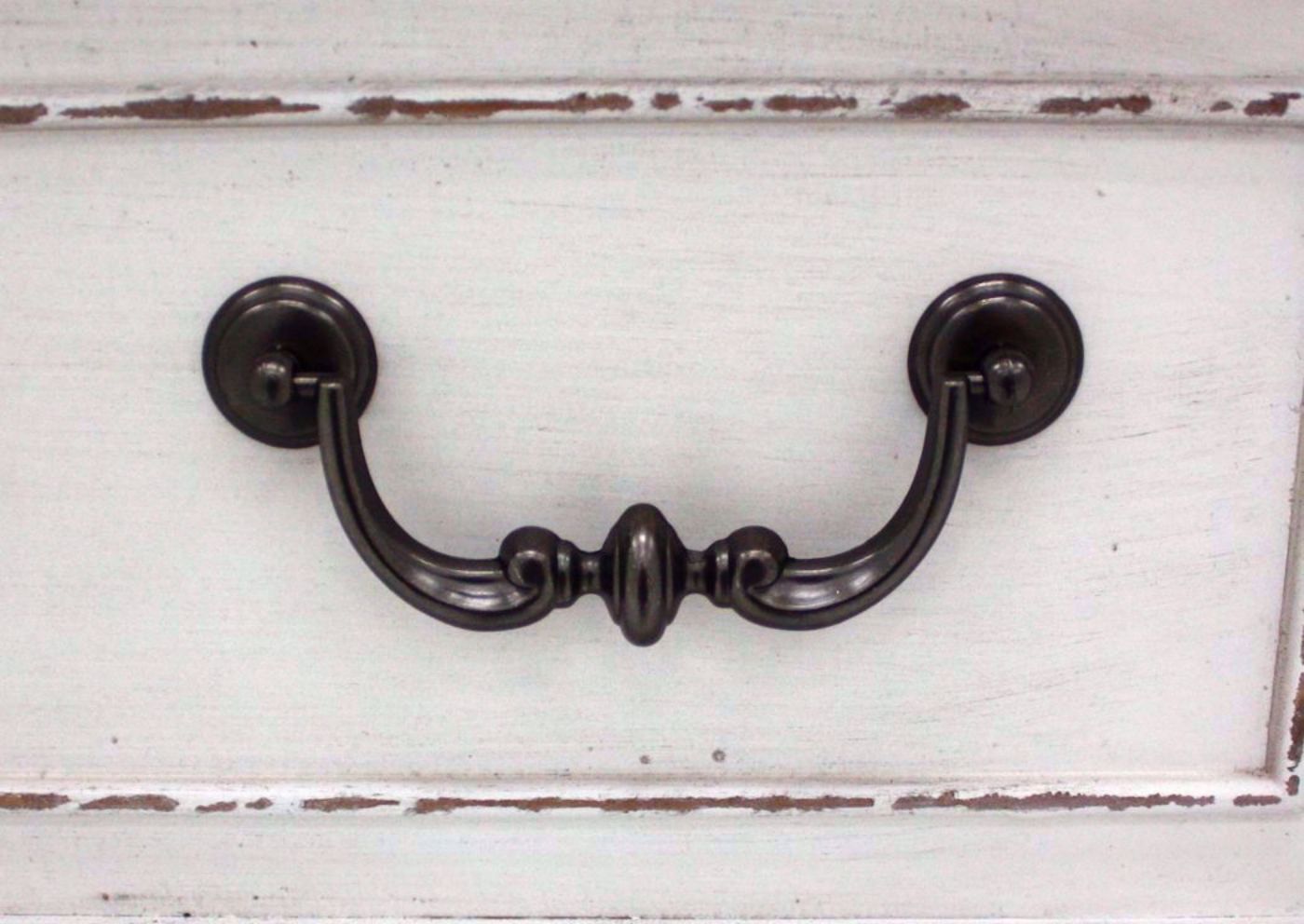 Antique White Stevenson Manor Dresser with Mirror Showing the Drawer Pull Detail | Home Furniture Plus Mattress