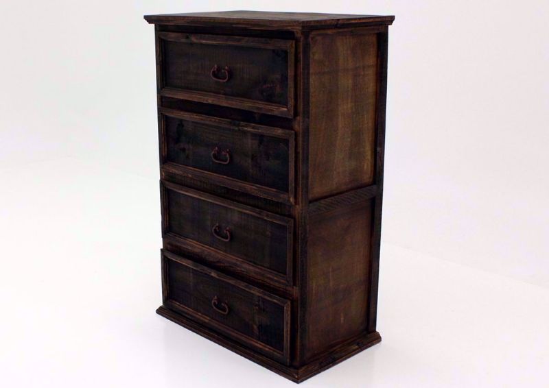 Rustic Dark Brown Amarillo 4 Drawer Chest at an Angle | Home Furniture Plus Bedding