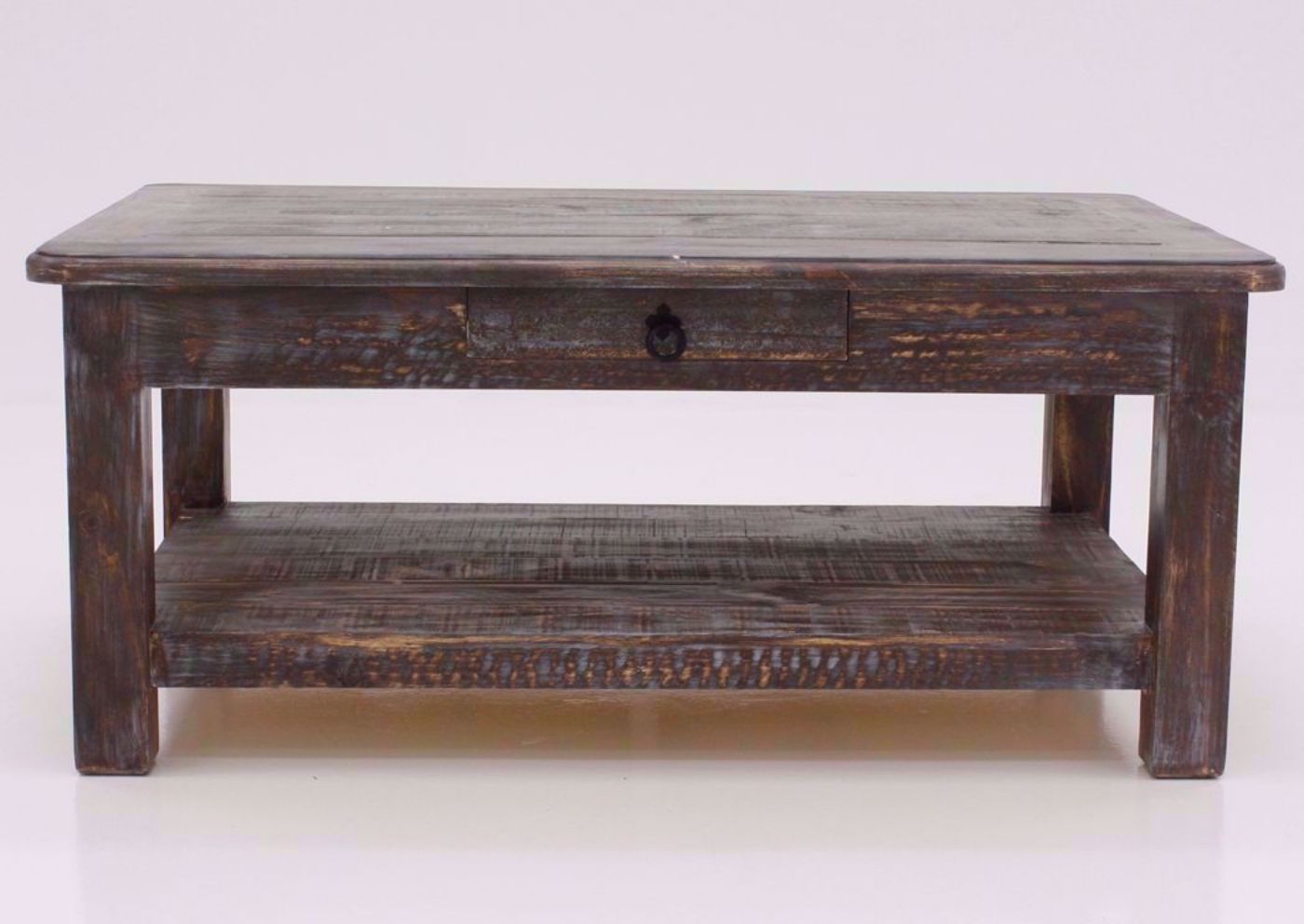 Distressed Weatherwood Brown Cottage Coffee Table Facing Front | Home Furniture Plus Mattress