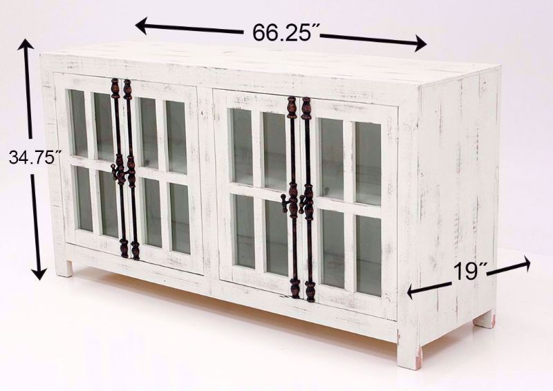 Distressed White Ecko 66 Inch Accent Cabinet Dimensions | Home Furniture Plus Mattress