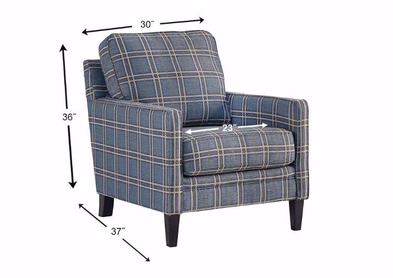 Dimension Details on the Blue Plaid Patterned Upholstered Traemore Accent Chair by Ashley Furniture | Home Furniture Plus Bedding