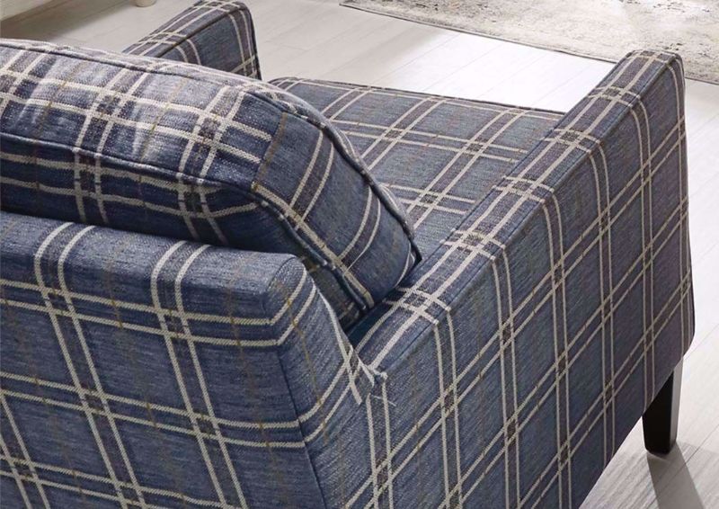 Back and Side View of the Blue Plaid Patterned Upholstered Traemore Accent Chair by Ashley Furniture | Home Furniture Plus Bedding