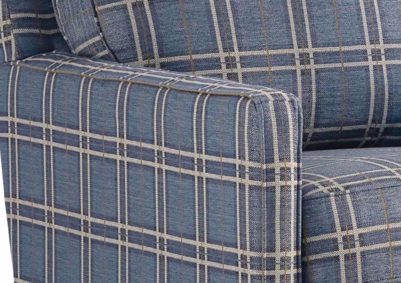 Arm Details on the Blue Plaid Patterned Upholstered Traemore Accent Chair by Ashley Furniture | Home Furniture Plus Bedding