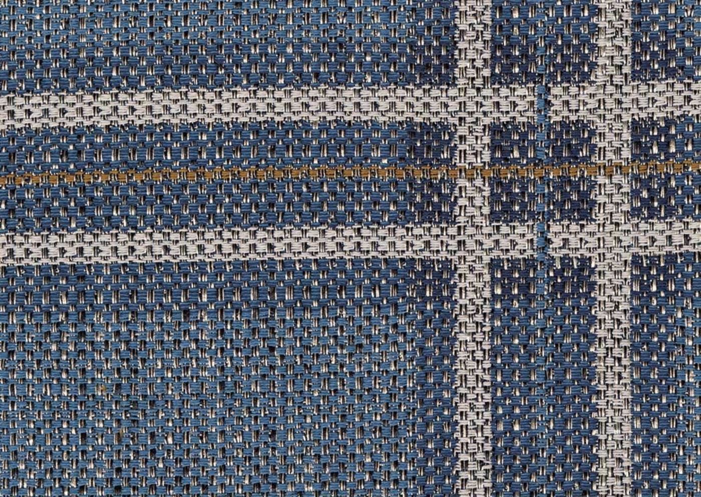 Close Up of the Blue Plaid Patterned Upholstery on the Traemore Accent Chair by Ashley Furniture | Home Furniture Plus Bedding