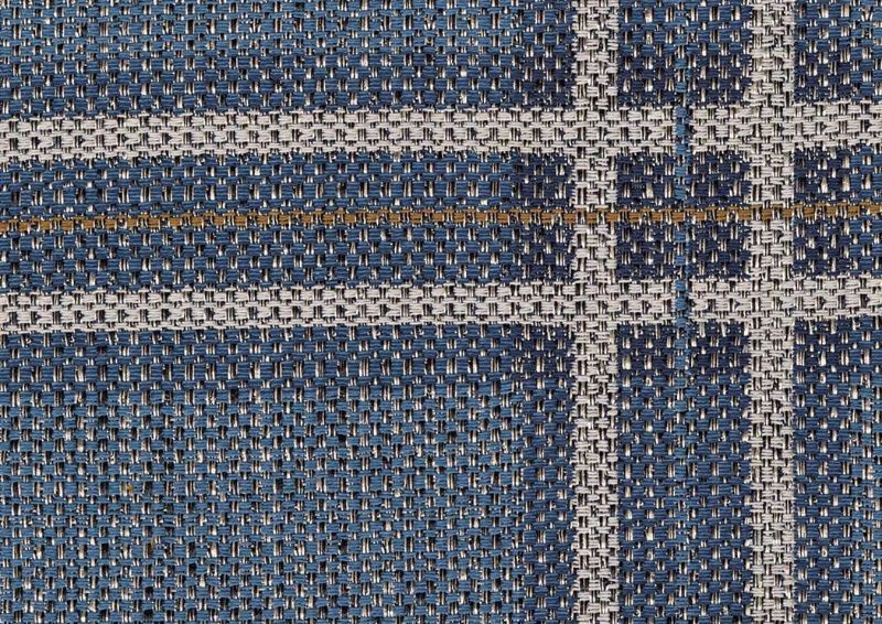 Close Up of the Blue Plaid Patterned Upholstery on the Traemore Accent Chair by Ashley Furniture | Home Furniture Plus Bedding