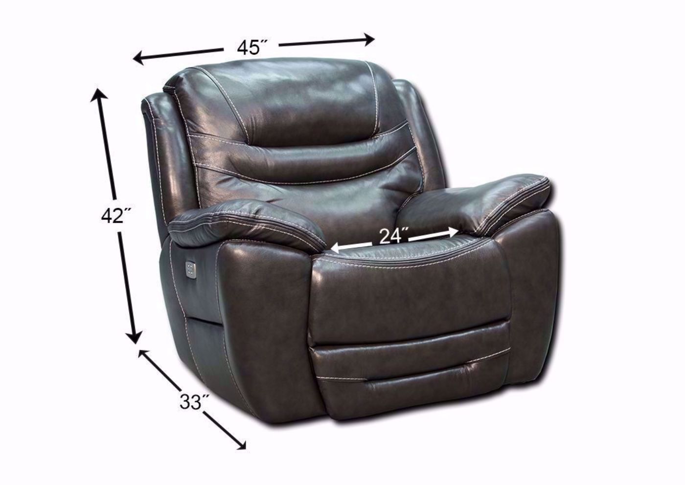 Gray Dallas POWER Glider Recliner Dimensions | Home Furniture Plus Bedding