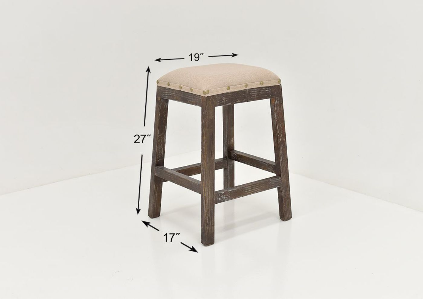 Dimension Details of the Brooks Barstool in Barnwood by Vintage Furniture, LLC. | Home Furniture Plus Bedding