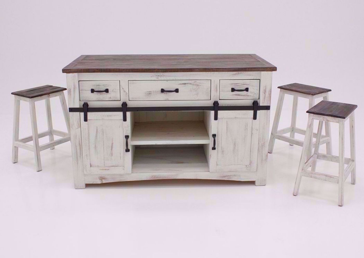 White and Brown Messina Counter Height Dining Table Set Facing Front | Home Furniture Plus Bedding