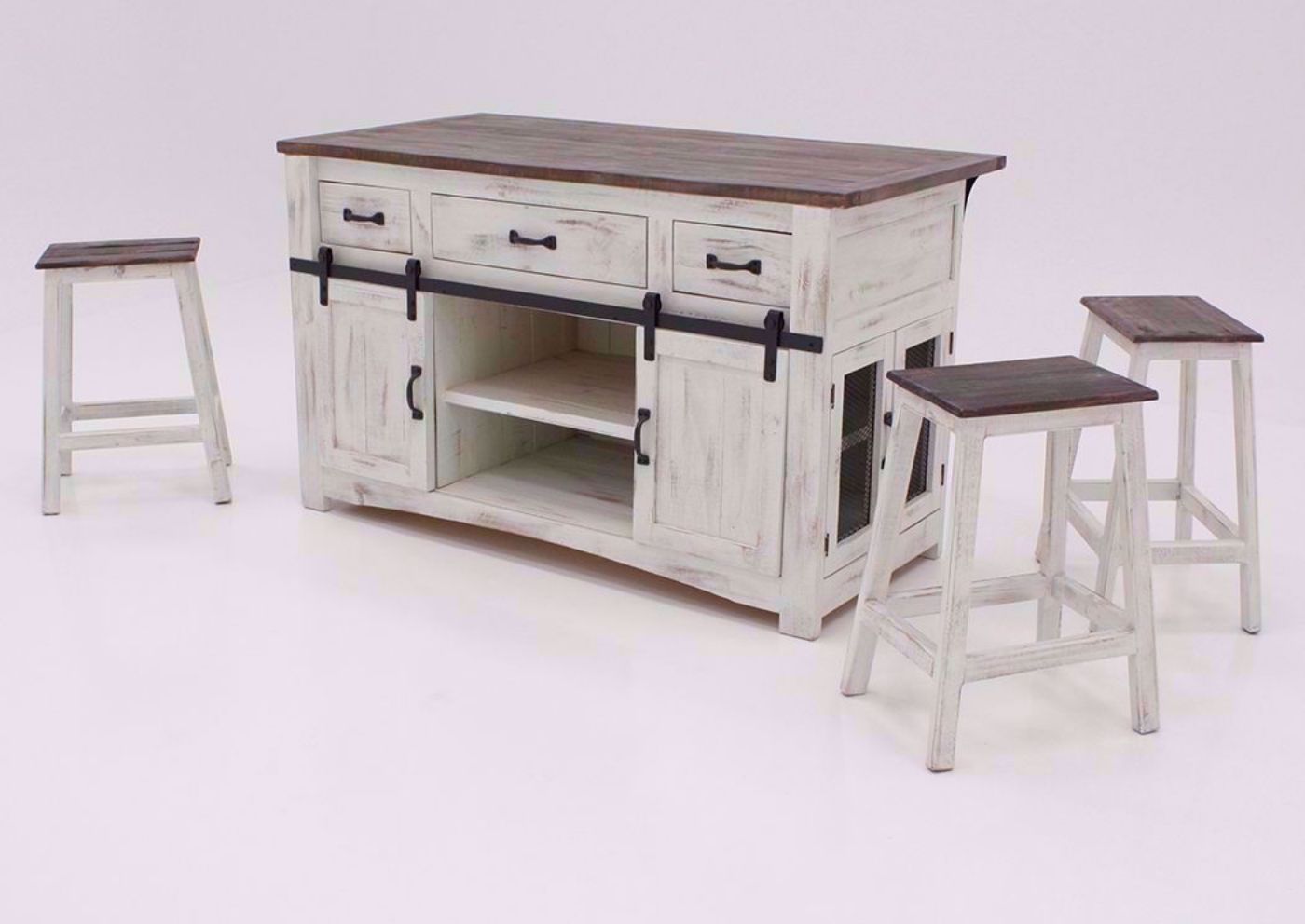 White and Brown Messina Counter Height Dining Table Set at an Angle | Home Furniture Plus Bedding
