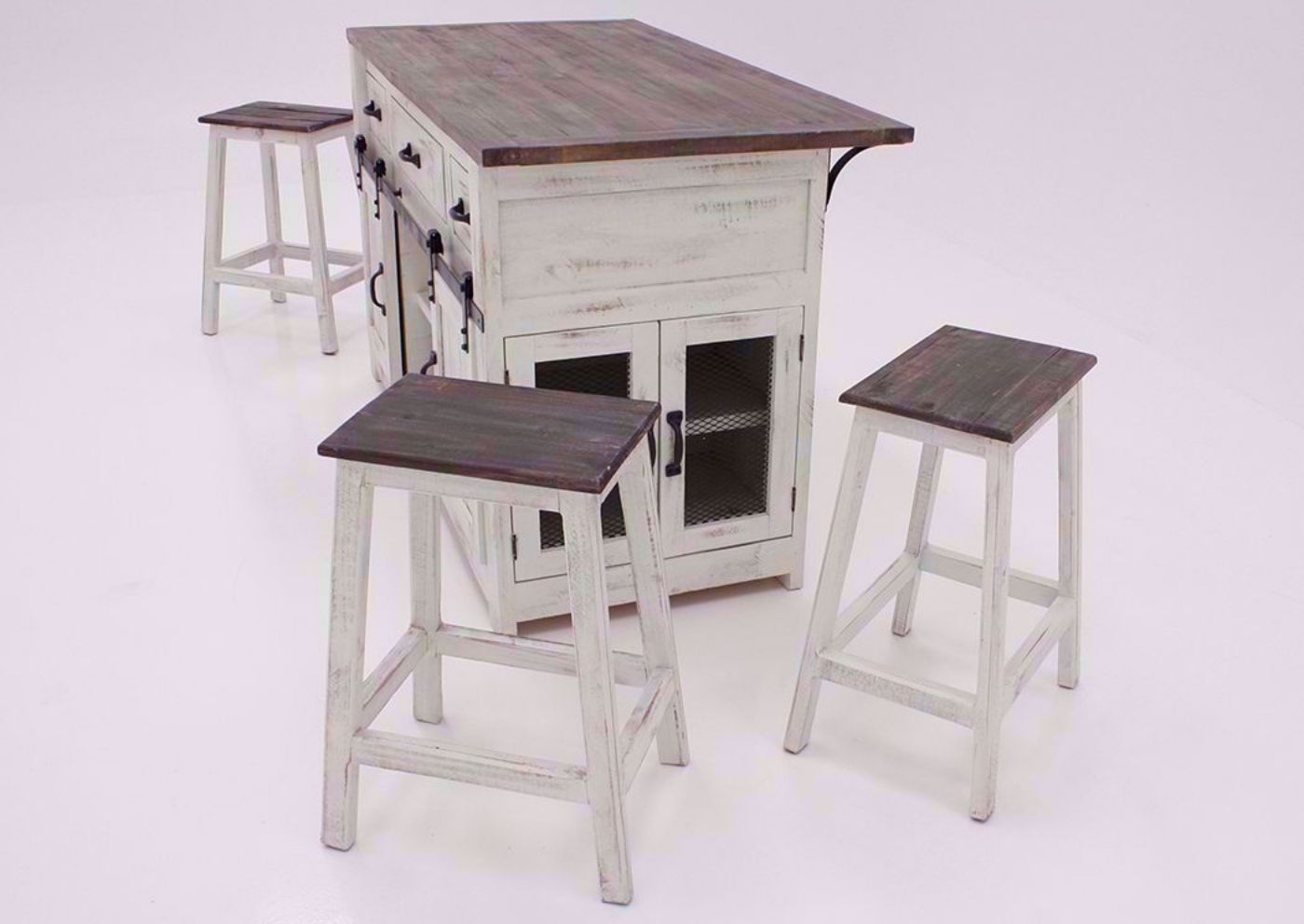 White and Brown Messina Counter Height Dining Table Set Side/ Back View | Home Furniture Plus Bedding
