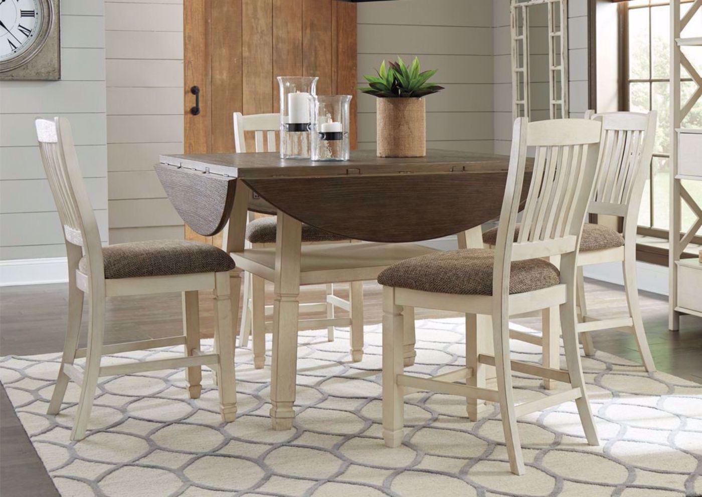 Bolanburg Dining Set by Ashley Furniture with Table and 4 Upholstered Seating Chairs | Home Furniture Plus Bedding