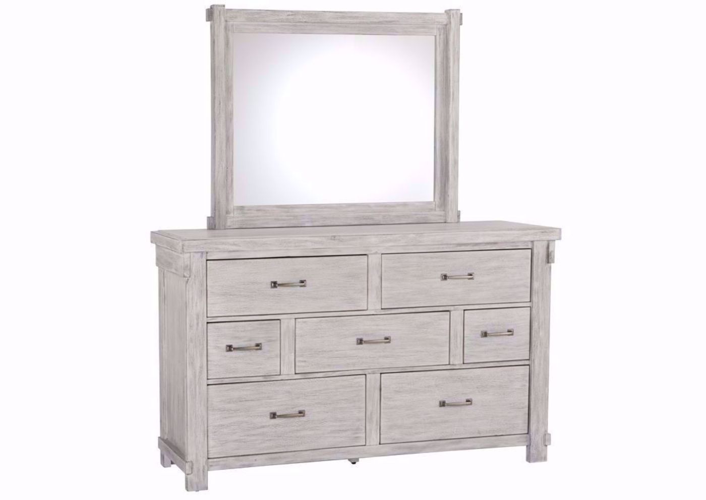 Rustic White Brashland Dresser with Mirror and 7 Drawers by Ashley Furniture | Home Furniture Plus Bedding