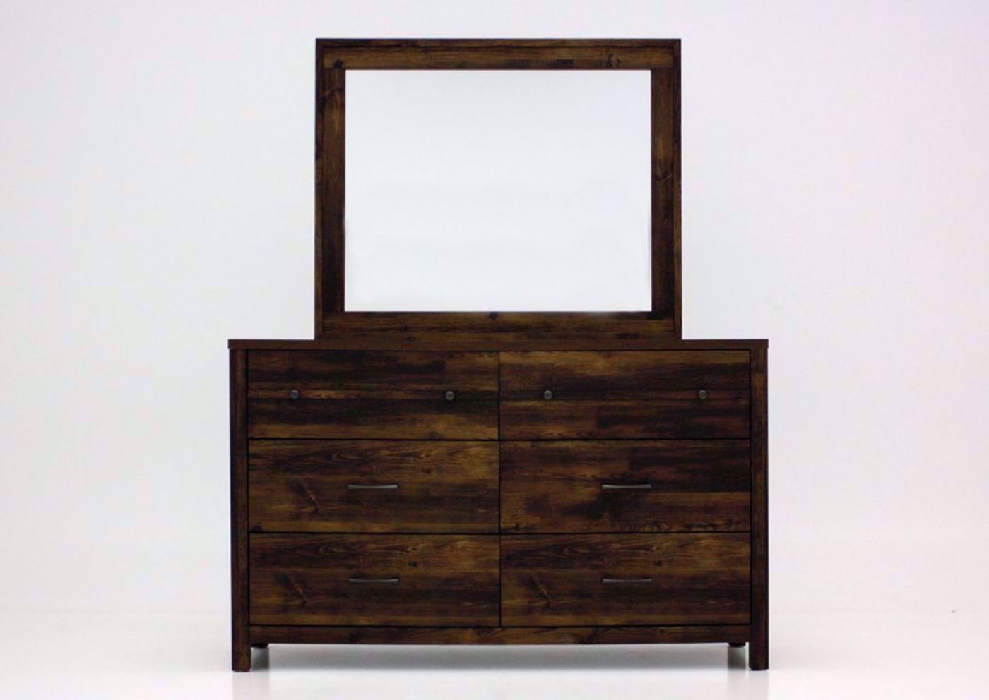 Dark Brown Cheyenne Dresser with Mirror Facing Front | Home Furniture Plus Mattress